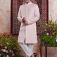 Raivat Ethnic Banarasi Jacquard Embroidery Indo Western Sherwani In Pink Colour | Swadesiicart