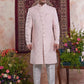 Raivat Ethnic Banarasi Jacquard Embroidery Indo Western Sherwani In Pink Colour | Swadesiicart