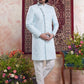 Raivat Ethnic Banarasi Jacquard Embroidery Indo Western Sherwani In Sky Blue Colour | Swadesiicart