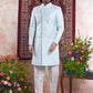 Raivat Ethnic Banarasi Jacquard Embroidery Indo Western Sherwani In Sky Blue Colour | Swadesiicart