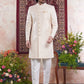 Raivat Ethnic Banarasi Jacquard Embroidery Indo Western Sherwani In Yellow Colour | Swadesiicart