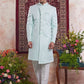 Raivat Ethnic Banarasi Jacquard Embroidery Indo Western Sherwani In Green Colour | Swadesiicart