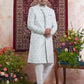Raivat Ethnic Banarasi Jacquard Embroidery Indo Western Sherwani In Blue Colour | Swadesiicart
