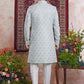 Raivat Ethnic Banarasi Jacquard Embroidery Indo Western Sherwani In Blue Colour | Swadesiicart
