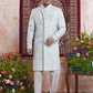 Raivat Ethnic Banarasi Jacquard Embroidery Indo Western Sherwani In Blue Colour | Swadesiicart