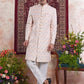 Raivat Ethnic Banarasi Jacquard Embroidery Indo Western Sherwani In Light Orange Colour | Swadesiicart