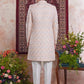 Raivat Ethnic Banarasi Jacquard Embroidery Indo Western Sherwani In Light Orange Colour | Swadesiicart