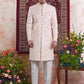 Raivat Ethnic Banarasi Jacquard Embroidery Indo Western Sherwani In Light Orange Colour | Swadesiicart