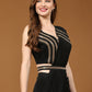 Black Polyester Solid Ready to Wear Saree with stitched Blouse - Nita | Swadesiicart