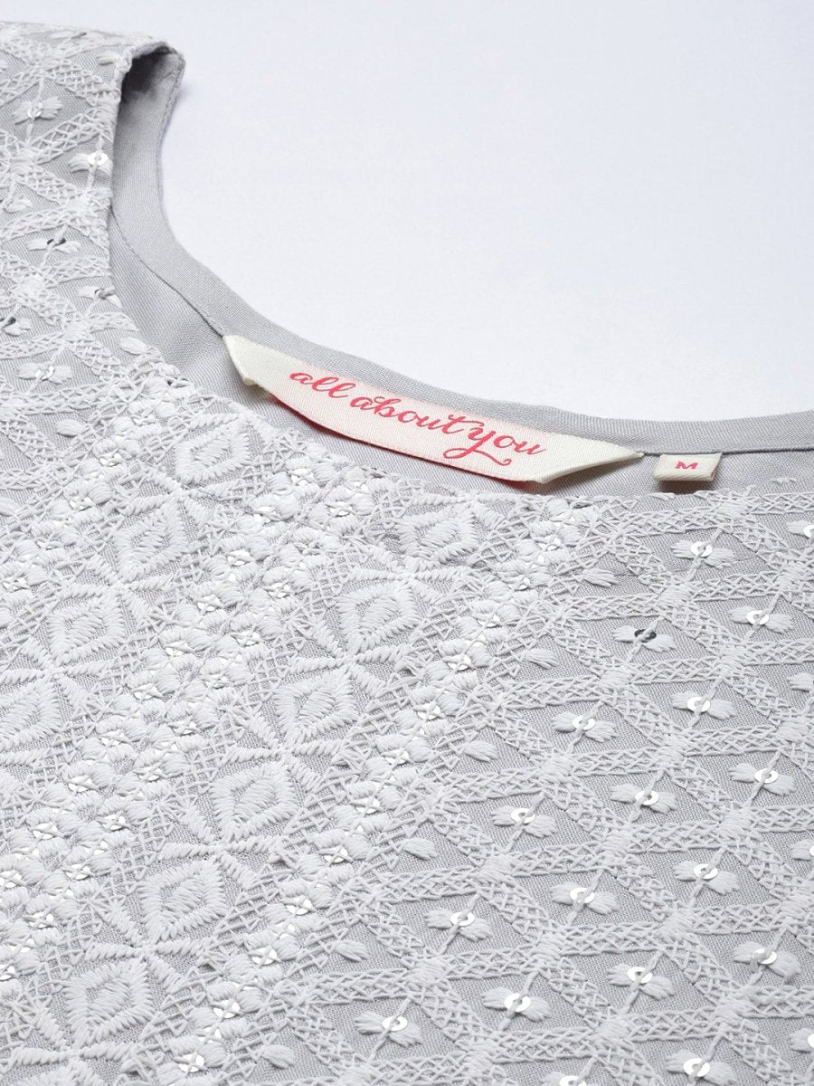 All About You Women Embroidered Chikankari Kurta With Trousers & With Dupatta | Swadesiicart