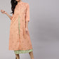 Aks Floral Printed Layered Chanderi Silk A Line Kurta