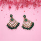 Tehzeeb Creations Gold Polish Kundan Green Colour Earrings | Swadesiicart