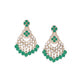 Tehzeeb Creations Gold Polish Kundan Green Colour Earrings | Swadesiicart