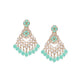Tehzeeb Creations Gold Polish Kundan Sea Green Colour Earrings | Swadesiicart