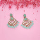 Tehzeeb Creations Gold Polish Kundan Sea Green Colour Earrings | Swadesiicart