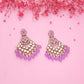Tehzeeb Creations Gold Polish Kundan Purple Colour Earrings | Swadesiicart