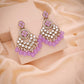 Tehzeeb Creations Gold Polish Kundan Purple Colour Earrings | Swadesiicart