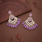 Tehzeeb Creations Gold Polish Kundan Purple Colour Earrings | Swadesiicart