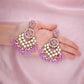 Tehzeeb Creations Gold Polish Kundan Purple Colour Earrings | Swadesiicart
