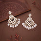 Tehzeeb Creations Gold Polish Kundan White Colour Earrings | Swadesiicart