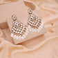 Tehzeeb Creations Gold Polish Kundan White Colour Earrings | Swadesiicart