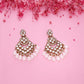 Tehzeeb Creations Gold Polish Kundan White Colour Earrings | Swadesiicart