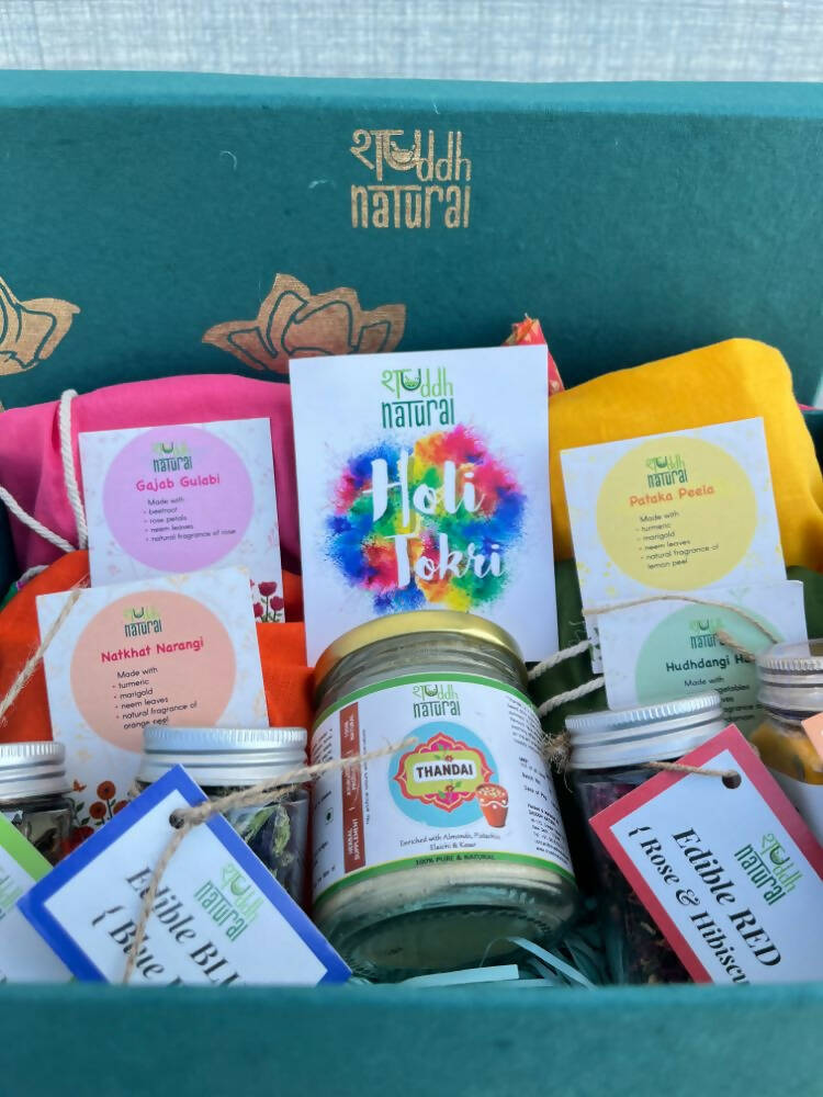 Shuddh Natural Edible Wholistic Colour | Ayurvedic Thandai Powder | Ubtan Based Herbal Gulal | Holi Gift Hamper | Swadesiicart