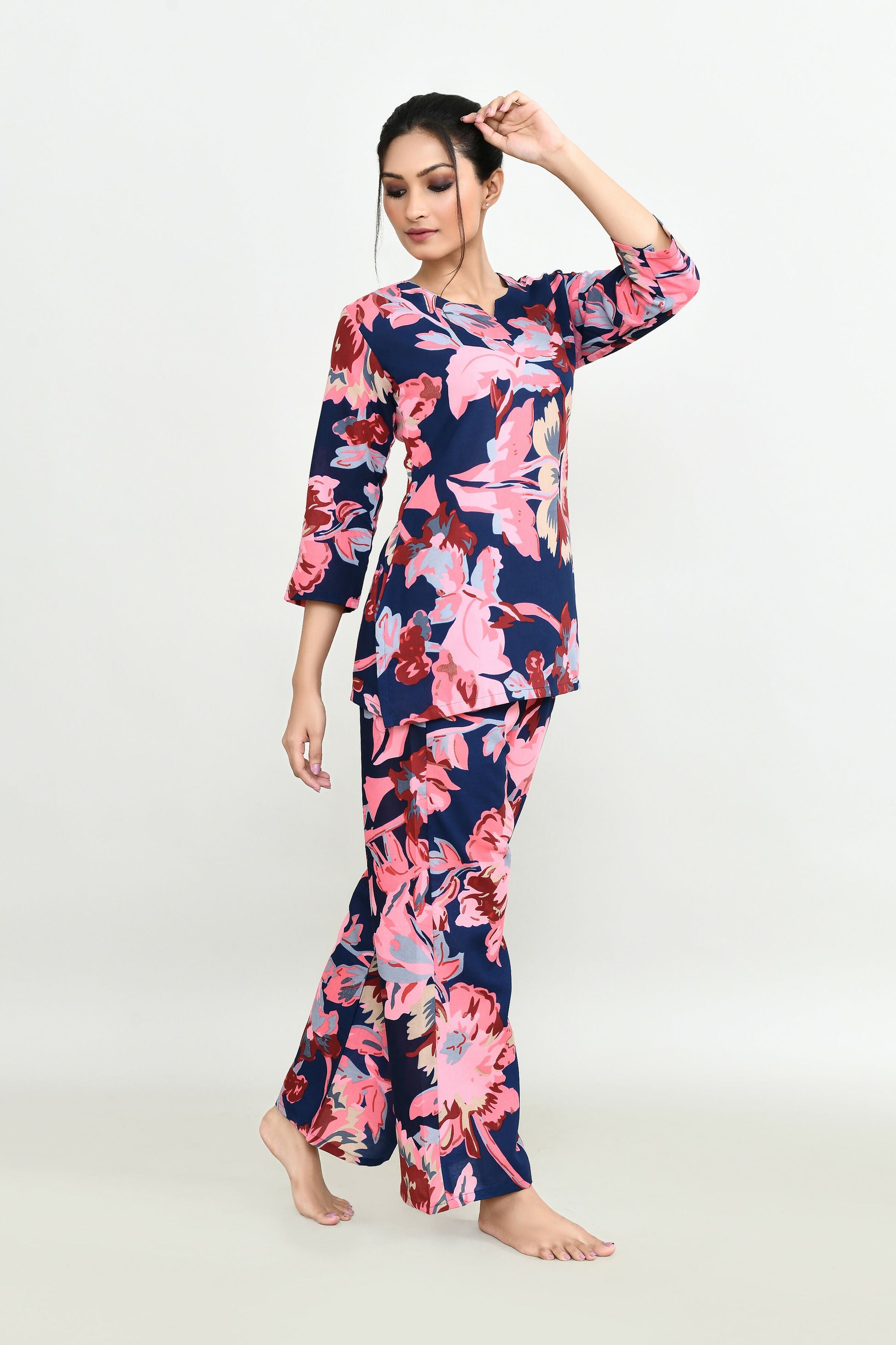 Joban Fashion Beautiful N.Blue & Pink Cotton Cod Set - Swadesiicart