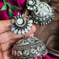 Tehzeeb Creations Women's Silver Colour Oxidised Earrings With Mirror Work | Swadesiicart