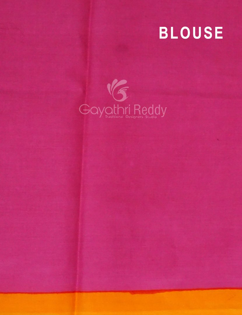 Shades of Orange And Pink With Pichwai Print Munga Cotton Saree By Gayathri Reddy Designer Studio | Swadesiicart