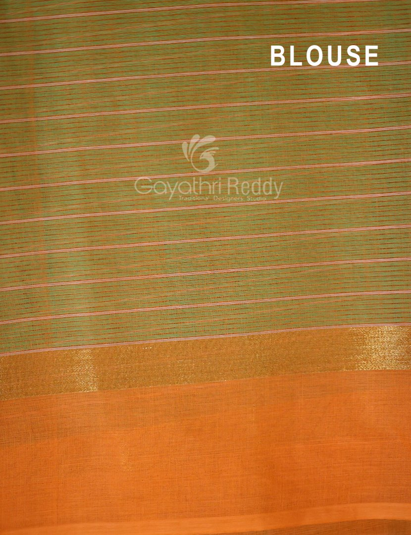 Light Green With Checks Pure Mangalgiri Cotton Saree By Gayathri Reddy Designer Studio | Swadesiicart