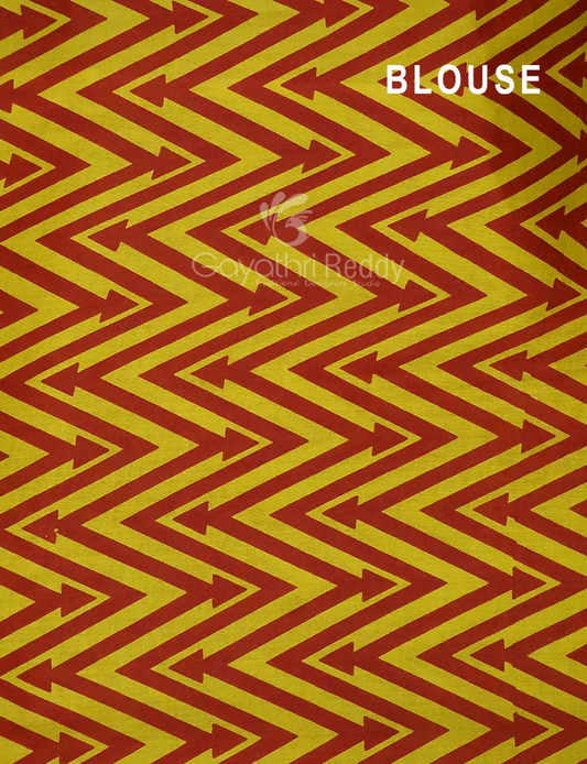 Block Print Mango Green Coloured Mulmul Cotton Saree By Gayathri Reddy Designer Studio | Swadesiicart