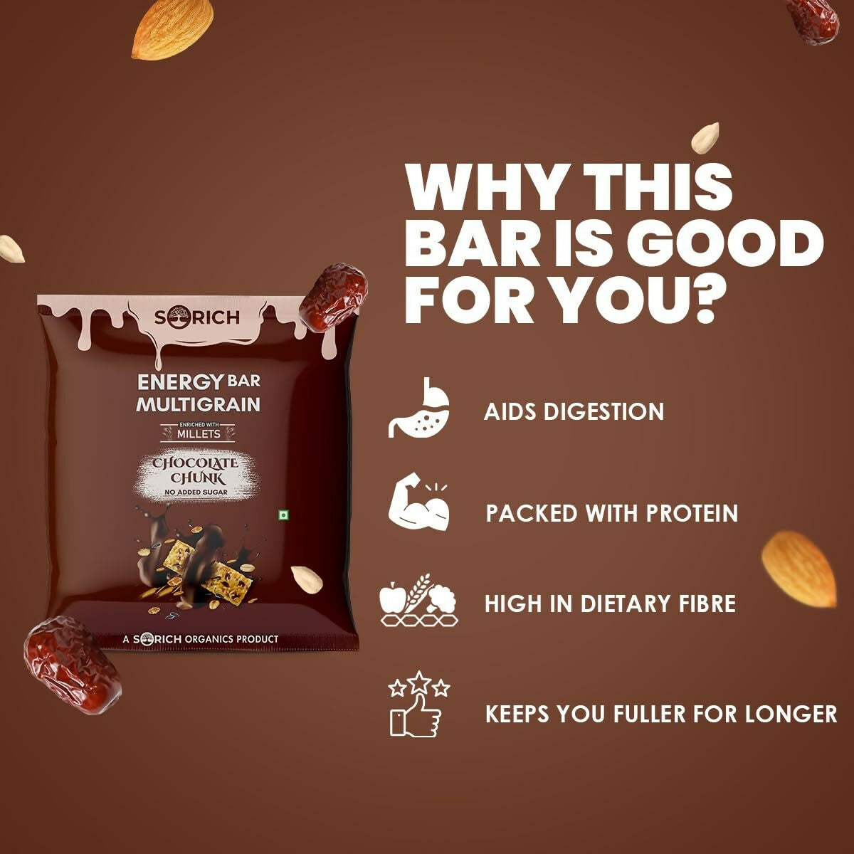 Sorich Organics Multigrain Energy Mini Bars Chocolate Chunk | Swadesiicart