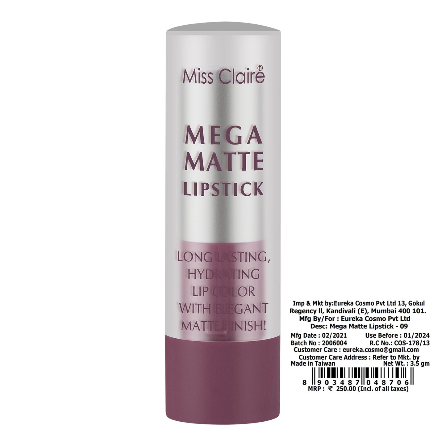 Miss Claire Mega Matte Lipstick - 9 | Swadesiicart