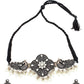Cardinal Silver-Toned Black Colored Oxidized Choker Jewellery Set | Swadesiicart