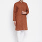 Even Apparels Brown Pure Cotton Men's Sherwani Kurta With Open Front | Swadesiicart