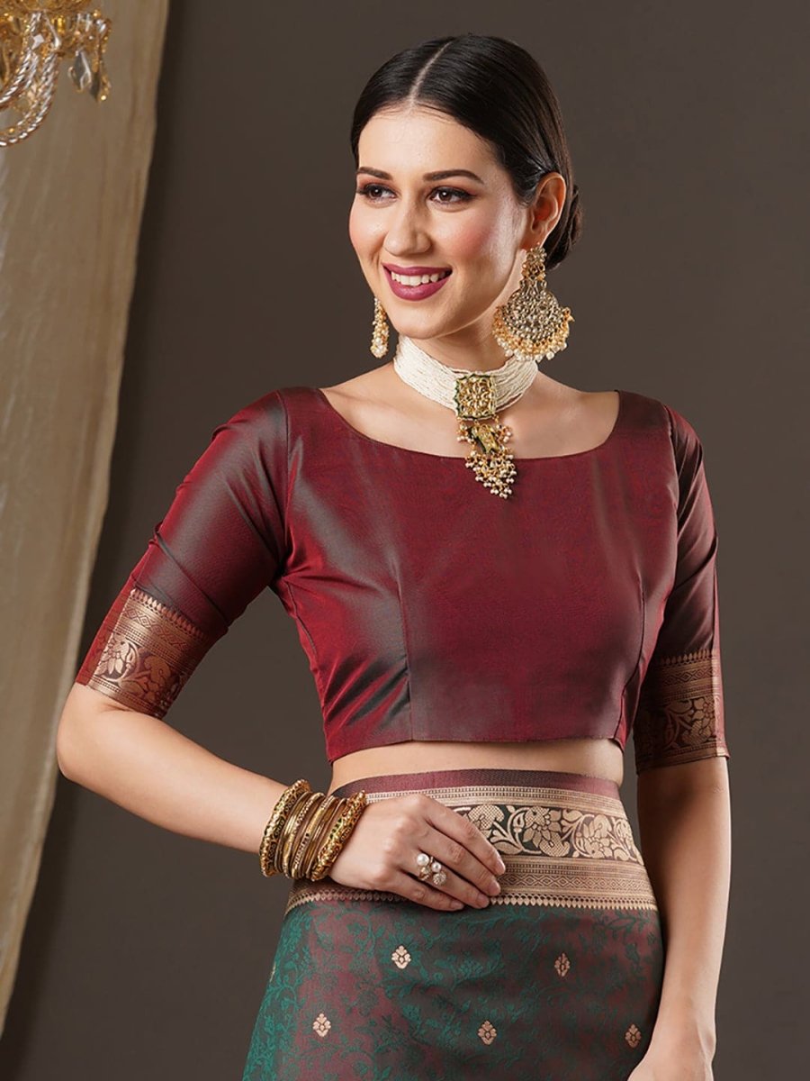 Anouk Floral Zari Banarasi Saree | Swadesiicart