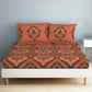 SPACES Aurum Peach Ethnic Motifs Pure Cotton 140 TC Queen Bedsheet with 2 Pillow Covers - Swadesiicart
