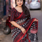 Red Linen Blend Ethnic Motifs Saree with Unstitched Blouse - Hiral Fashion | Swadesiicart
