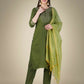 Jyoti Fashion Women's Mehendi Cotton Magic Slub Embroidery & Sequence work Kurta with Trouser & Dupatta | Swadesiicart