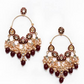New Stylish Ethnic Partywear Maroon Hoops Kundan Earrings for Womens by House of Ree | Swadesiicart