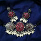 Tehzeeb Creations Women's Maroon Colour Meenakari Necklace Set With White Pearl - Swadesiicart