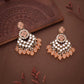 Tehzeeb Creations Gold Polish Kundan Yellow Colour Earrings | Swadesiicart
