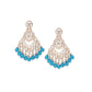 Tehzeeb Creations Gold Polish Kundan Sky Blue Colour Earrings | Swadesiicart