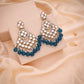 Tehzeeb Creations Gold Polish Kundan Sky Blue Colour Earrings | Swadesiicart