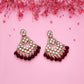 Tehzeeb Creations Gold Polish Kundan Maroon Colour Earrings | Swadesiicart