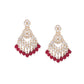 Tehzeeb Creations Gold Polish Kundan Maroon Colour Earrings | Swadesiicart