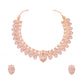 Tehzeeb Creations Rose Gold Baby Pink Colour Necklace With Pair Of Earrings - Swadesiicart