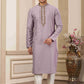 Raivat Ethnic Banarasi Art Silk Hand Work Kurta Pajama In Purple Colour | Swadesiicart