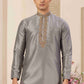 Raivat Ethnic Banarasi Art Silk Hand Work Kurta Pajama In Grey Colour | Swadesiicart
